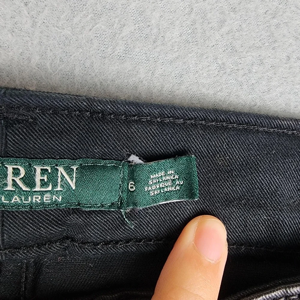 Lauren Ralph Lauren Premier Skinny Ankle Jeans Womens 6 Black Coated Stretch
